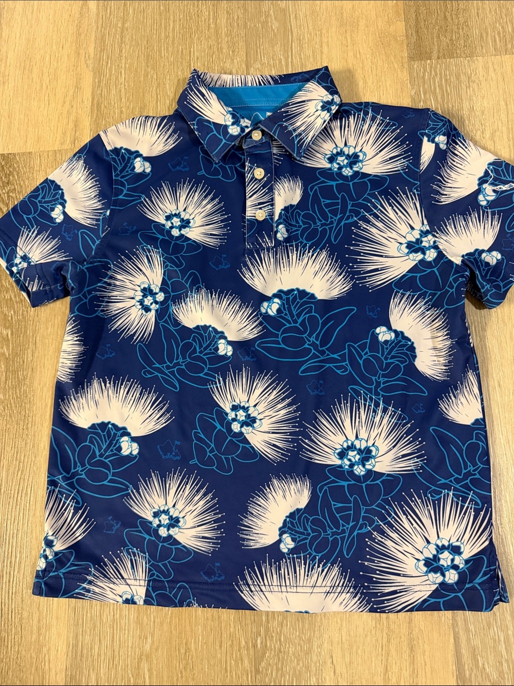 Boys Navy Blue Floral Polo Shirt